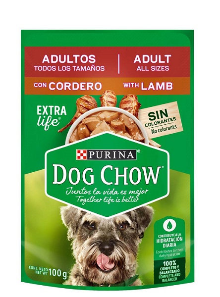 Alimento humedo Dog Chow 100 grs Cordero adultos todos los tamaños