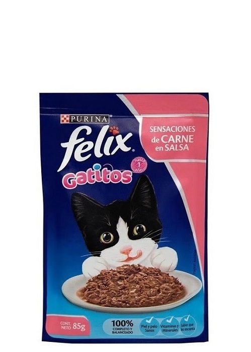 Alimento humedo Felix 85 grs gatitos carne