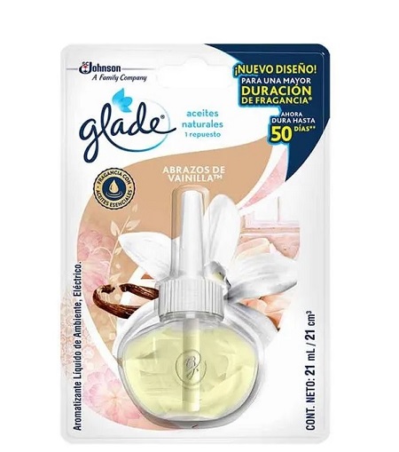 Ambientador Glade 21 ml aceite repuesto abrazos vainilla