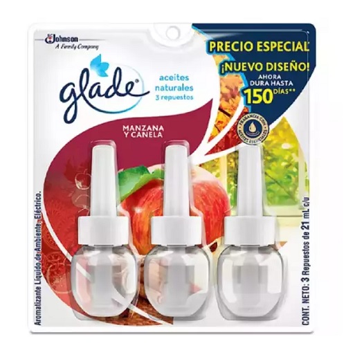 Ambientador Glade 3 x 21 ml manzana canela