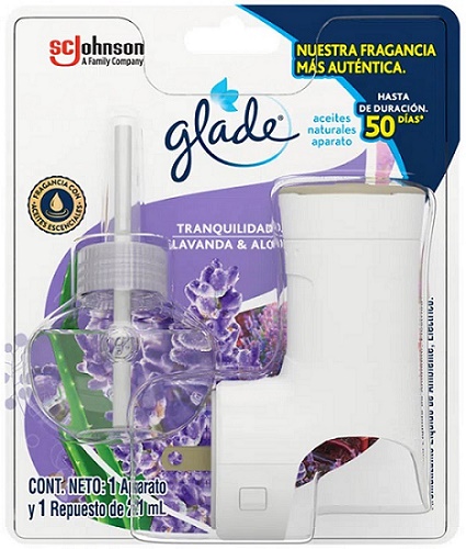 Ambientador Glade 21 ml aceite lavanda y aloe vera + unidad electRica