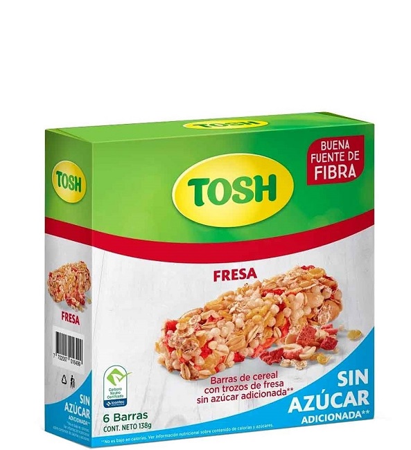 Barra cereal Tosh 6 x 23 grs fresa sin azúcar
