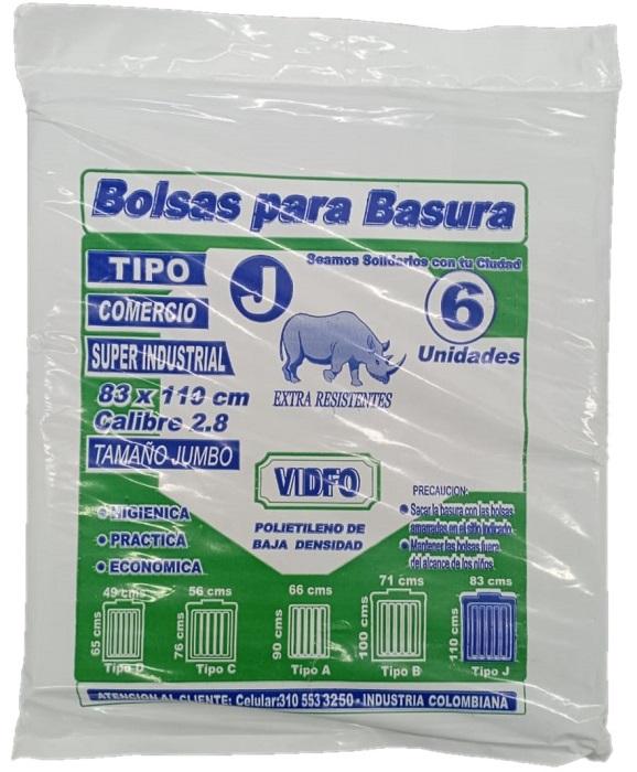 Bolsas basura Vidfo paquete x 6 und superindustria