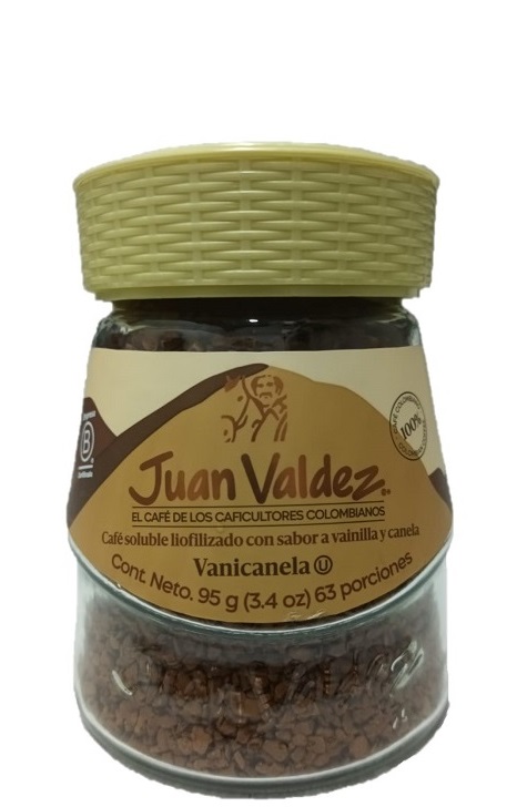 Café Juan Valdez 95 grs sabor vanicanela soluble liofilizado