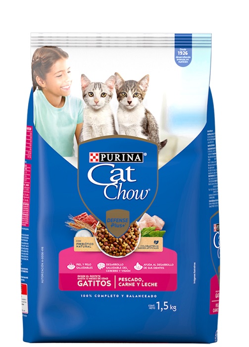 Cat chow 1500 grs gatitos pescado carne y leche