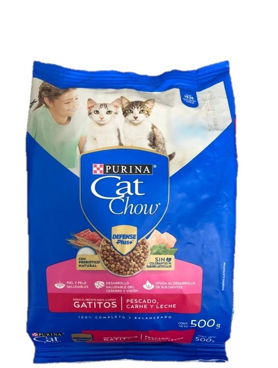 Cat chow 500 grs gatitos pescado carne y leche