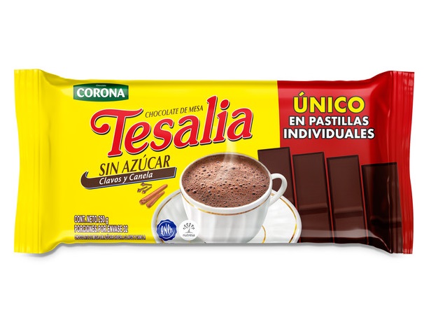 Chocolate Tesalia 250 grs sin azúcar clavos y canela