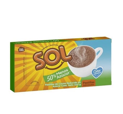 Chocolate Sol 320 grs menos azúcar