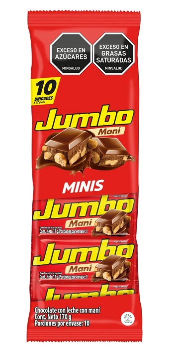 Chocolatina Jumbo 10x17 grs maní minis