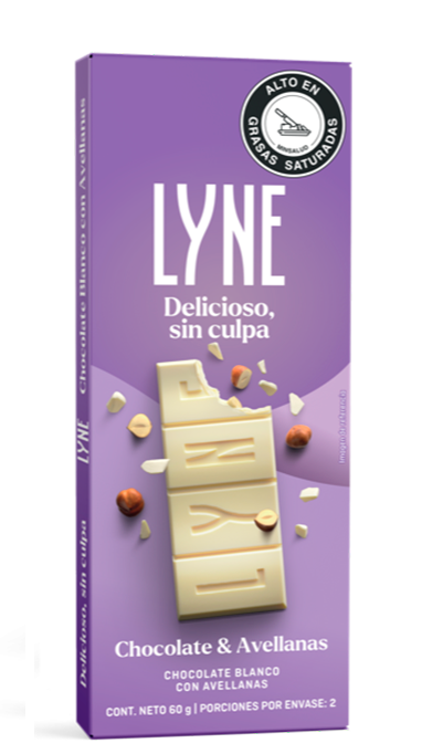 Chocolatina Lyne 60 grs chocolate blanco y avellananas
