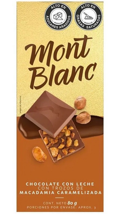Chocolatina MontBlanc 80 grs macadamia caramelizada