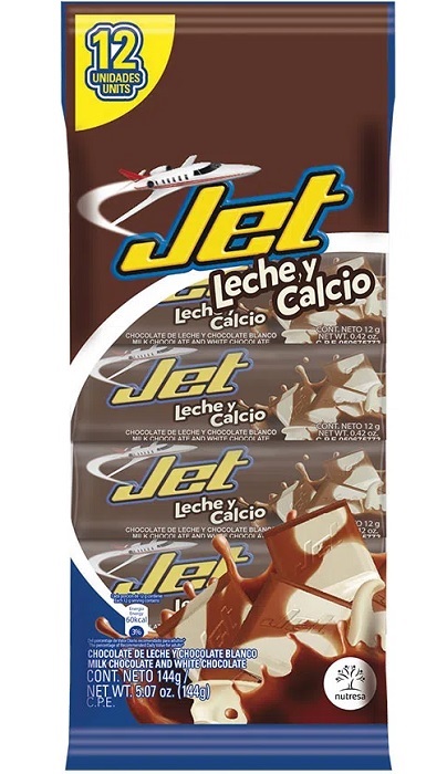 Chocolatina Jet leche calcio 12x12 grs