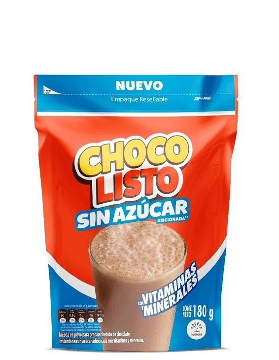 Chocolisto 180 grs sin azúcar adicionada