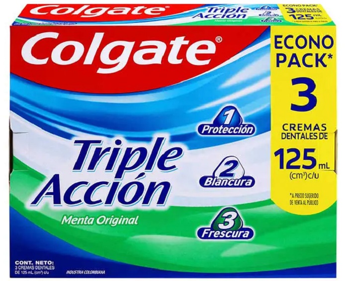 Crema Colgate 3 x 125 ml triple acción eco pack