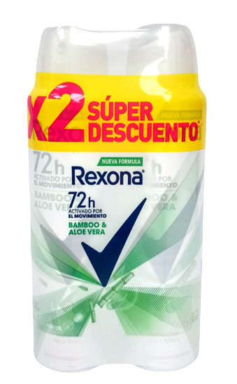 Desodorante Rexona 2 x 90 grs aerosol bamboo