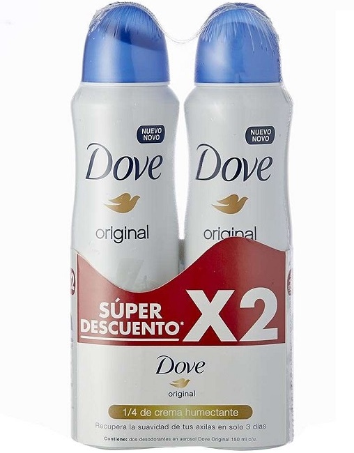Desodorante Dove 2 x 150 ml aerosol original precio especial