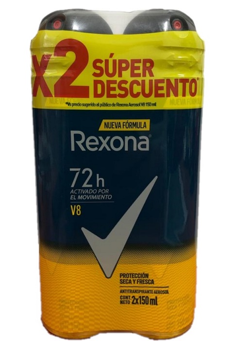 Desodorante Rexona 2 x 150 ml v8 aerosol