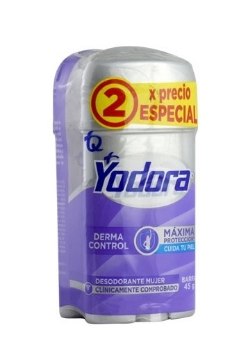 Desodorante Yodora 2 x 45 grs barra derma control precio especial