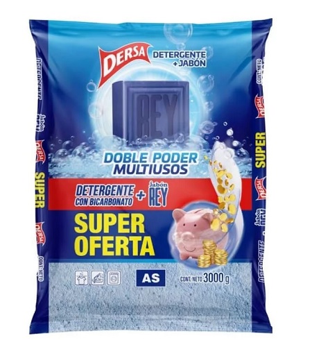 Detergente Dersa 3000 grs bicarbonáto + jabón Rey