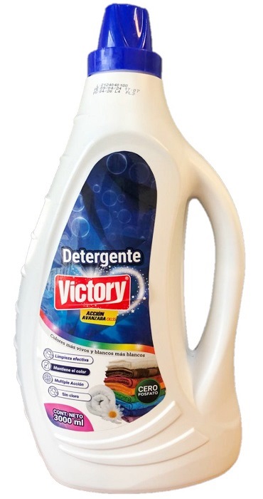 Detergente Victory 3000 ml colores más vivos y blancos más blancos tarro