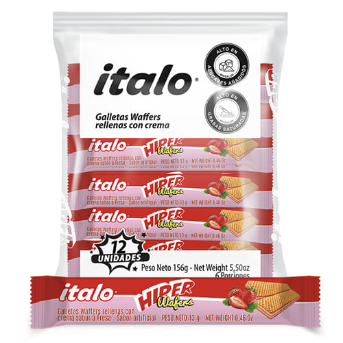 Galletas Italo 156 grs hippers lonch fresa 12 und