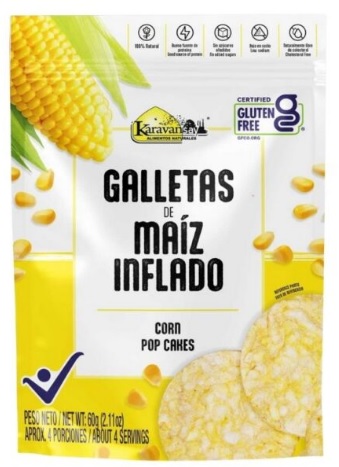 Galletas de arroz Karavansay 60 gr Maíz inflado GLUTEN FREE