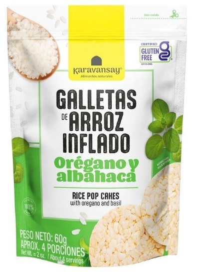 Galletas de arroz Karavansay 60 gr Orégano y albahaca GLUTEN FREE