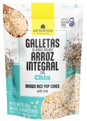 Galletas de arroz Karavansay 60 gr integral con Chía GLUTEN FREE