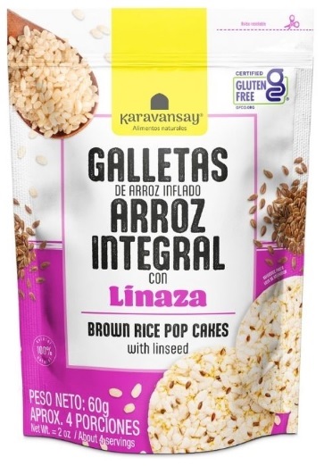 Galletas de arroz Karavansay 60 gr integral con Linaza GLUTEN FREE