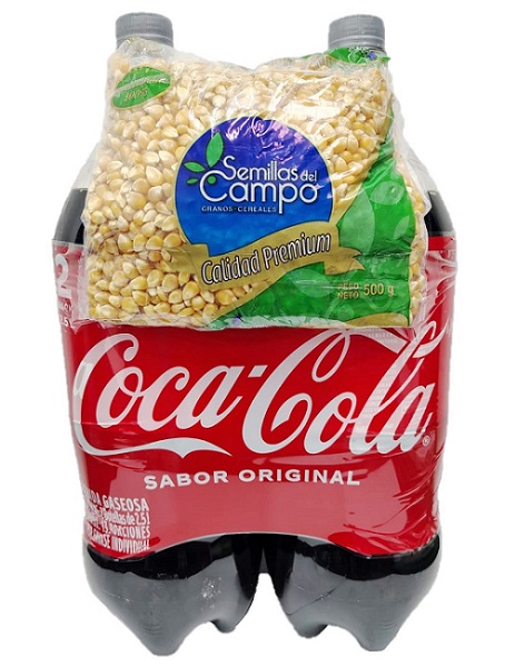 Gaseosa Coca-Cola 2 und x 2500 ml combo ahorro GRATIS 1 libra de maíz pira