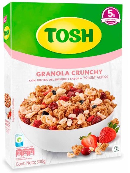 Granola Tosh 300 grs crunchy frutos del bosque sabor a yogurt griego