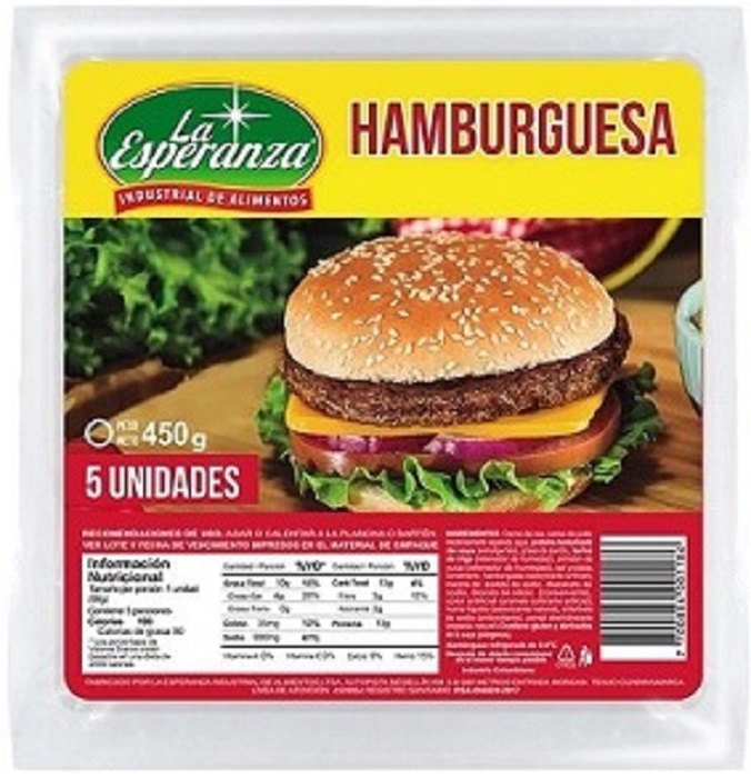 Hamburguesa La Esperanza 450 grs pollo