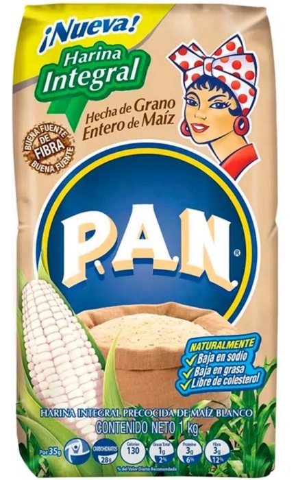 Harina Pan 1000 grs integral de maíz blanco