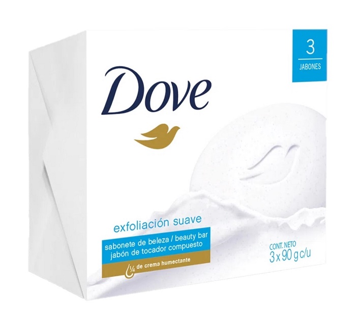 Jabón Dove 3 x 90 grs exfoliación suave