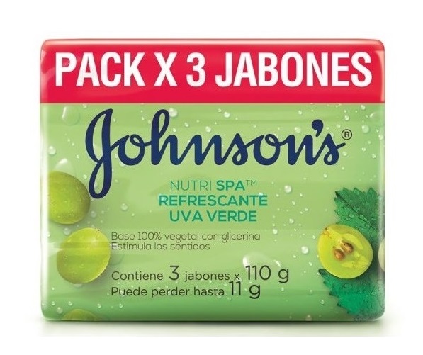 Jabón Johnson´s 3 x 110 grs refrescante uva verde