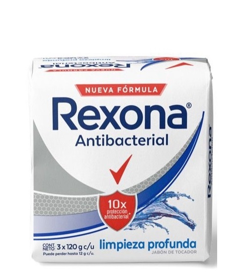 Jabón Rexona 3 x 120 grs antibacterial limpieza profunda
