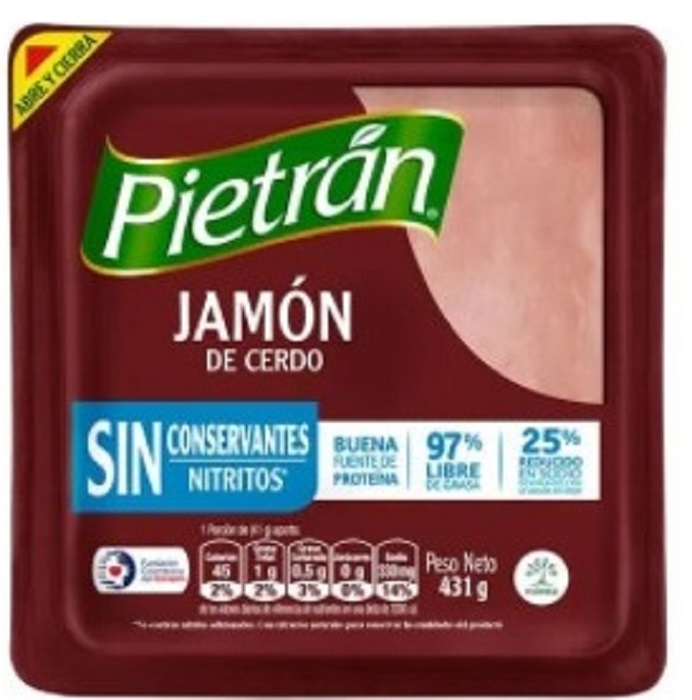 Jamón pietran 431 grs cerdo sin conservantes
