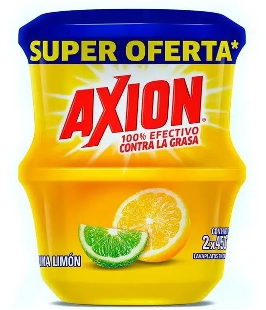 Lavaplatos Axion 2 x 450 grs lima limón crema