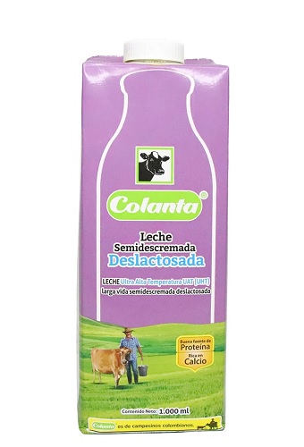 Leche Colanta 1000 ml semidescremada deslactosada caja