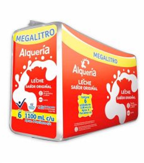 Leche Alquería 6 x 1100 ml sabor original megalitro
