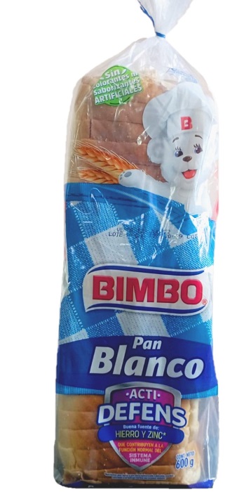 Pan Bimbo 600 grs blanco acti defens