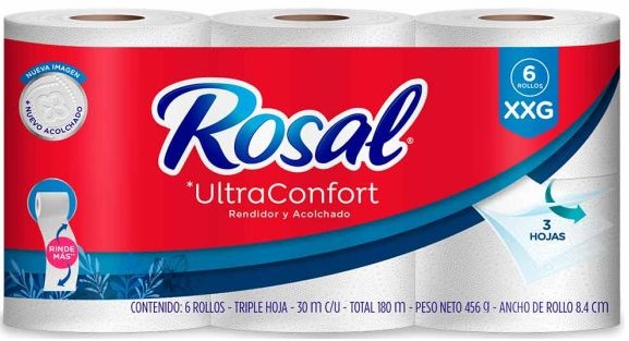 Papel higiénico Rosal 6 rollos XXG triple hoja ultraconfort