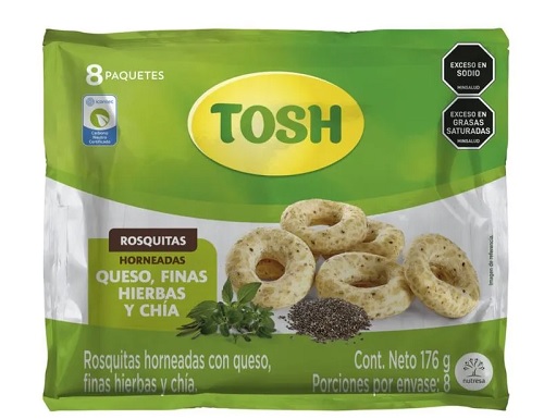 Pasabocas Tosh 176 grs rosquitas queso finas hierbas y chia