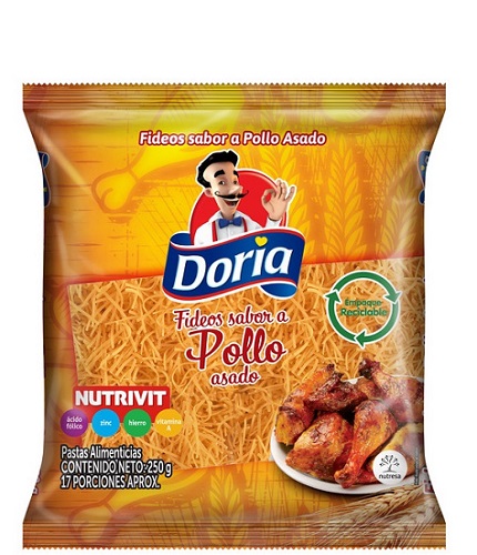 Pasta Doria 250 grs Fideos sabor Pollo asado