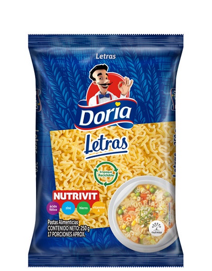 Pasta Doria 250 grs Letras
