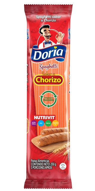 Pasta Doria 250 grs Spaghetti sabor Chorizo