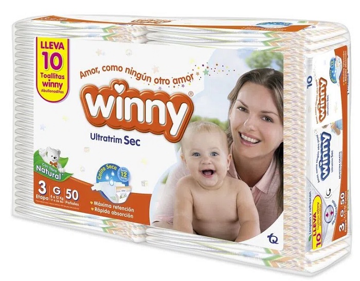 Pañal Winny 50 und etapa 3 ultrasec + 10 toallas humedas