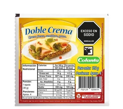 Queso Colanta 125 grs doble crema