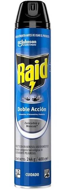 Raid aerosol 400 ml doble acción zancudos moscas