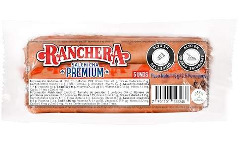 Salchichas Ranchera 115 grs 5 und premium